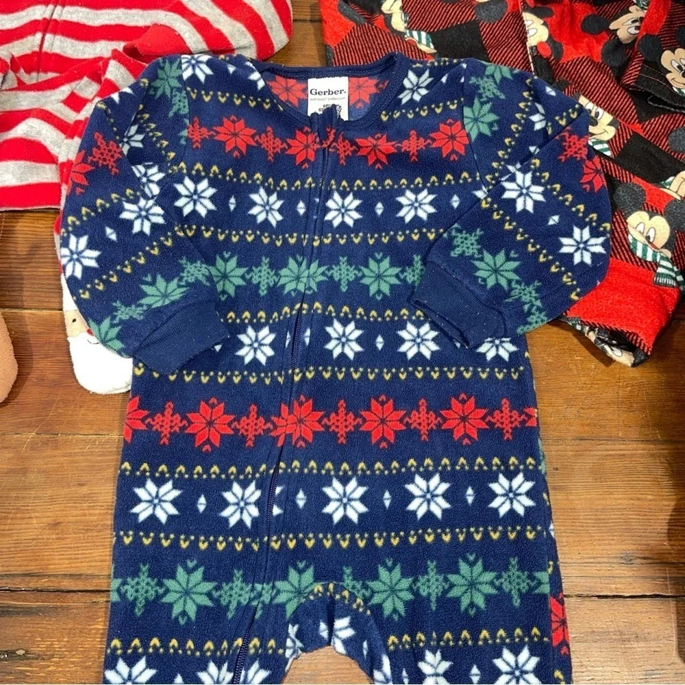 Carter's Festive Blue and Red Pajamas bundle box 12M
